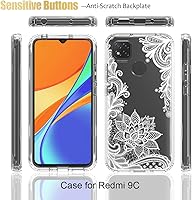 Vista 5 de Funda para Xiaomi Redmi 9C/Redmi 10A/Redmi 9 Activ con protector de pantalla de vidrio templado, funda protectora de cuerpo completo con bonito