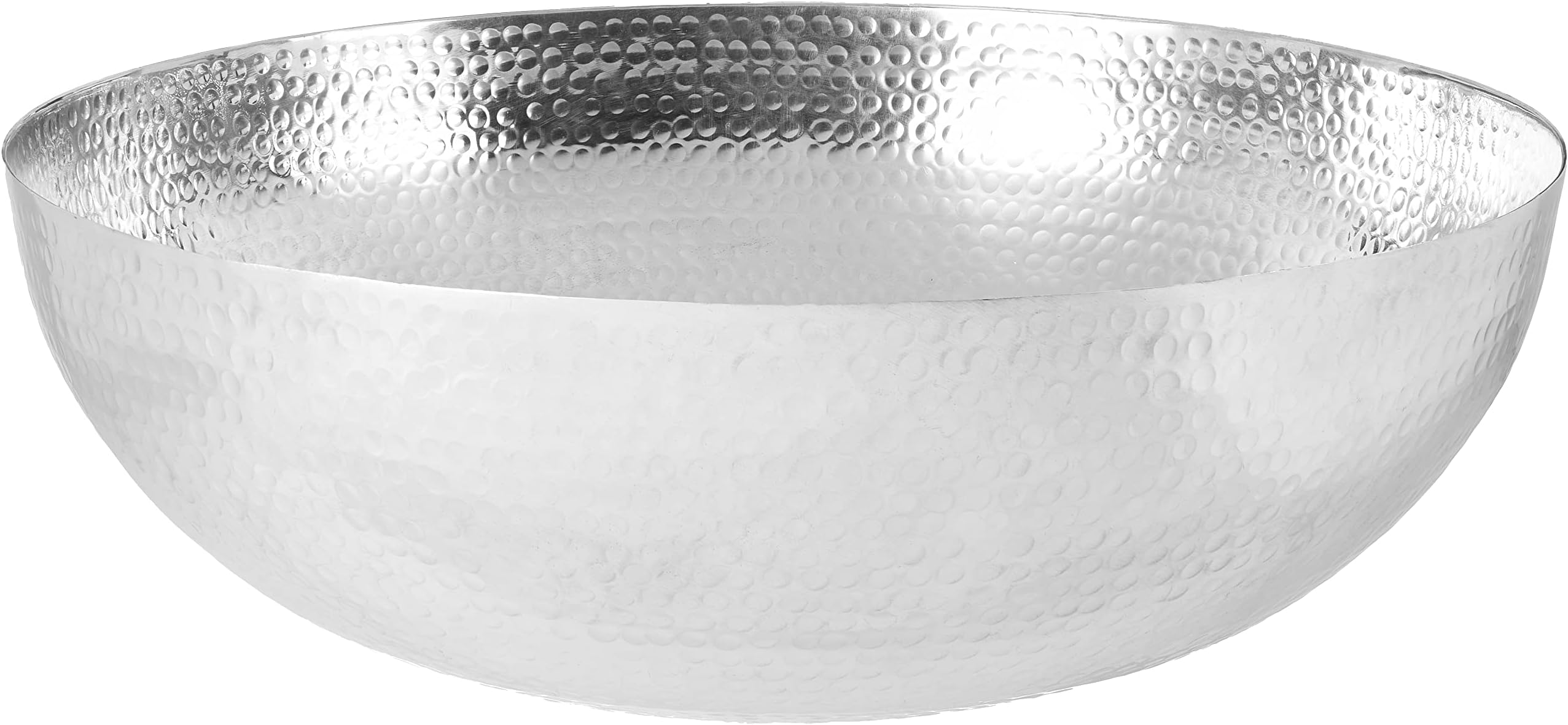 KINDWER Massive Hammered Aluminum Bowl and Stand, 2-Feet, Silver