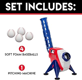 Franklin Sports Kids Pitching Machine - Plastic Baseball Pitching Machine for Kids Batting Practice - MLB Power Pitcher with Adjustable Speeds