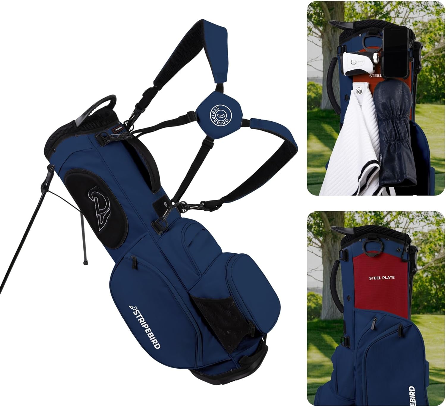 Golf Stand Bag with Hub for Magnets - 4 Way Full-Length Dividers Golf Club Bag - Flexfit Rotatable & Adjustable Dual Straps - Lightweight Golf Bag Stand - Golf Bags for Men