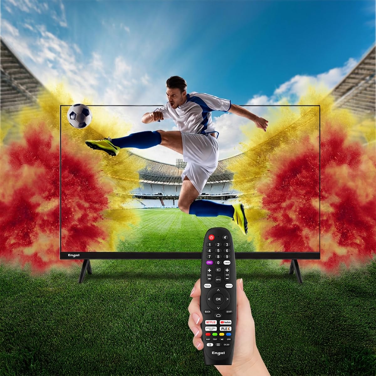 Engel LE3287SM Smart TV LED 32 Pulgadas HD Ready con VIDAA, Dolby Audio, DVB-T2/S2/C, 2 HDMI, 2 USB, Ethernet, Ranura Ci, PVR Time Shift, Modo Hotel y VESA 200x100