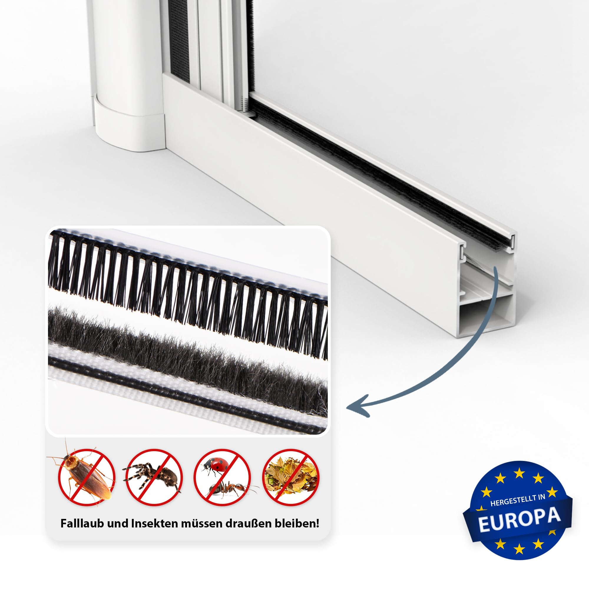 jarolift 3 in 1 Zanzara Store moustiquaire de porte coulissant - Moustiquaire coulissante pour portes, cadre en aluminium: 125 x 220 cm (larg x H), Blanc