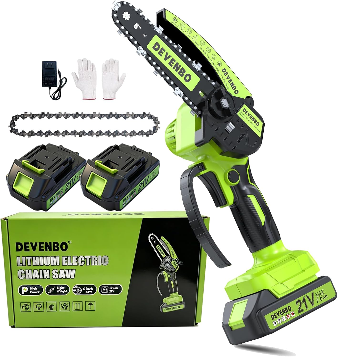 Cordless Mini Chainsaw, 6 Inch 880W Handheld Electric Saw with 2000mAh Battery, Portable Chainsaw for Gardening, Branch Cutting, Camping, Great Gift for Men & Dad