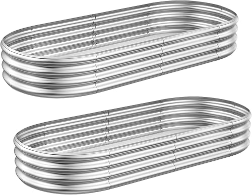 Cama de jardín elevada de metal de 7 x 3 pies galvanizada para verduras flores hierbas y suculentas 2 juegos