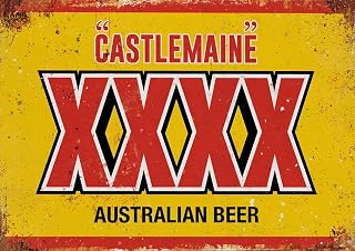 LBS4ALL Vintage Advertising Wall Tin Plaque 20x15cm - Pub Shed Bar Man Cave Home Bedroom Office Kitchen Gift Metal Sign - Australian Castlemaine XXXX Beer Lager Retro inspired
