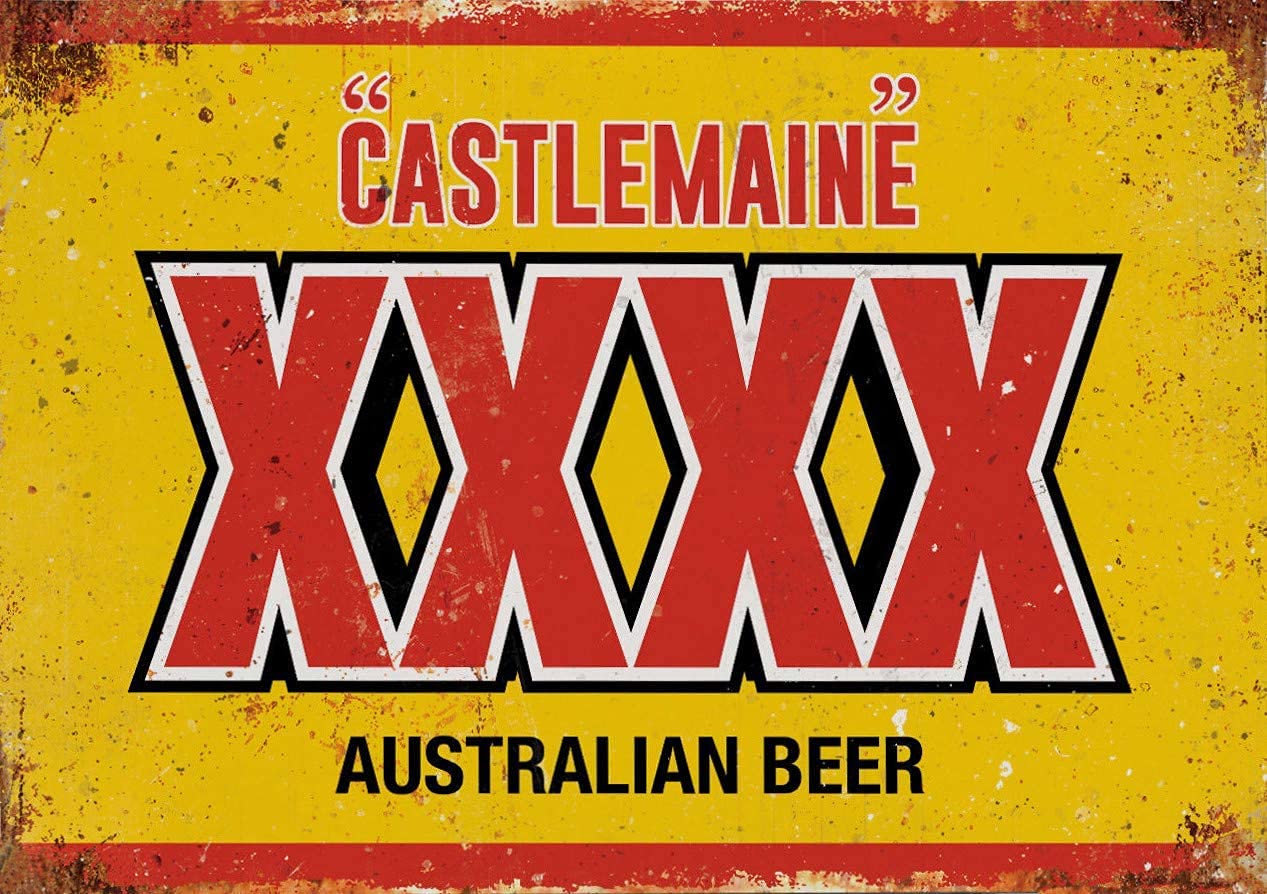 Top Banana Gifts Earth Tones Australian Xxxx Beer Lager 4X - Vintage Reproduction Metal Sign, Plaque, Poster, Ideal For Kitchen, Bathroom, Shed, Pub, Bar, Man Cave Etc - 2 Sizes … (A4) (A5)