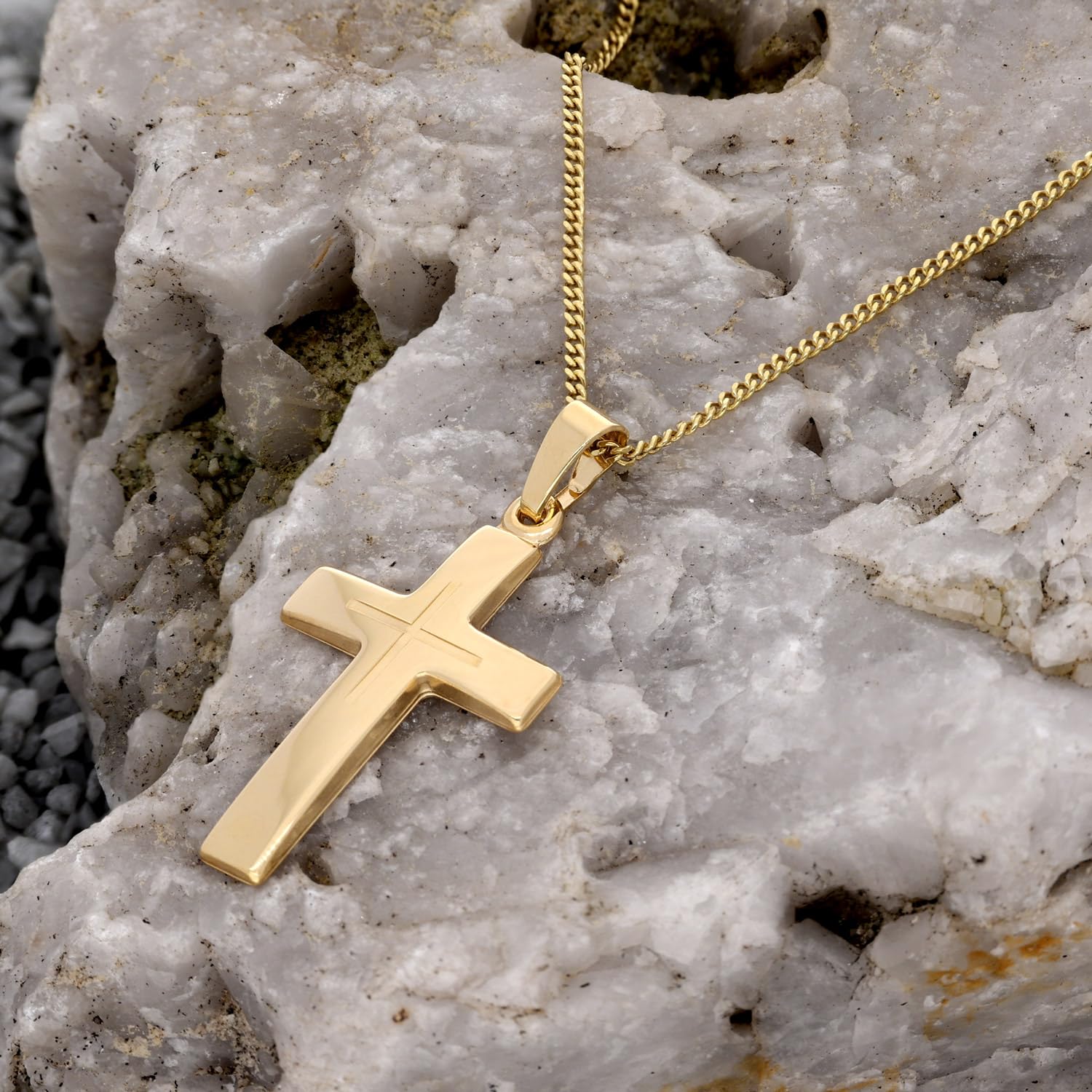 trendor Kreuz-Anhänger Gold 333 (8K) mit vergoldeter Silberkette 21158