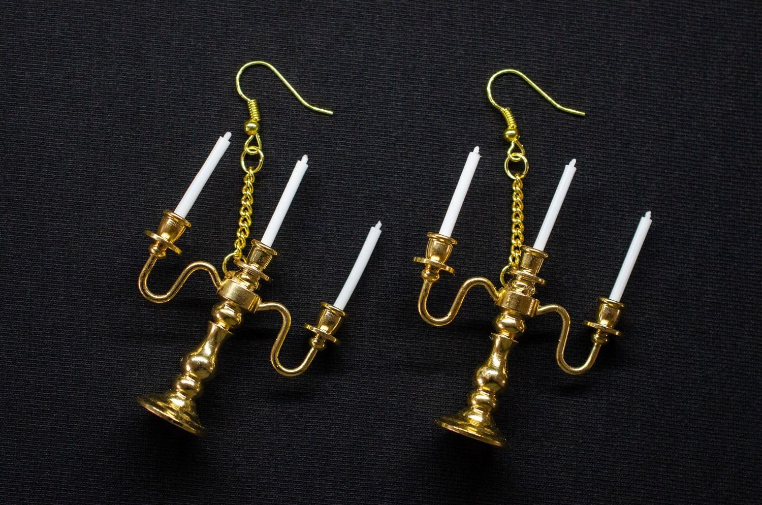 Candleholder Earrings 3 Armed Candlestick Miniblings Lamp Chandelier Golden