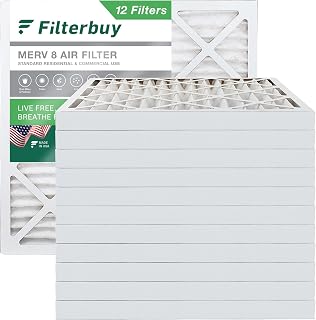 Filterbuy 24x24x2 Air Filter MERV 8 Dust Defense (12-Pack), Pleated HVAC AC Furnace Air Filters Replacement (Actual Size: 23.38 x 23.38 x 1.75 Inches)