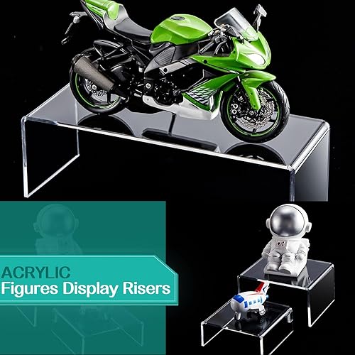Miniatura 4 de Juego de 4 elevadores de exhibición de acrílico, tamaño mediano y grande, estante para organizar cupcakes, figuras, joyas y coleccionables