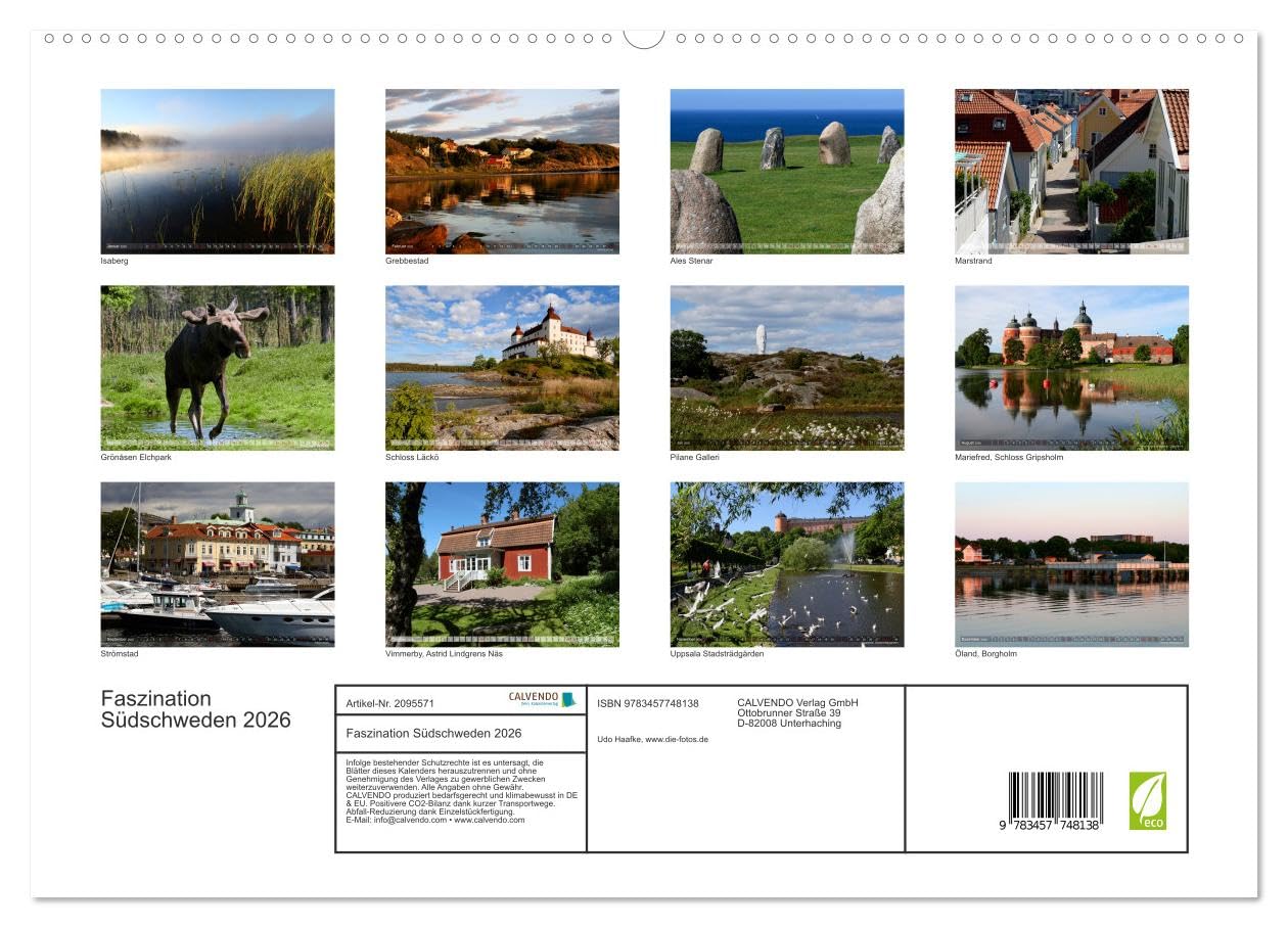 Faszination Südschweden 2026 (hochwertiger Premium Wandkalender 2026 DIN A2 quer), Kunstdruck in Hochglanz: Zauberhafte Impressionen aus dem Süden Schwedens (CALVENDO Orte)