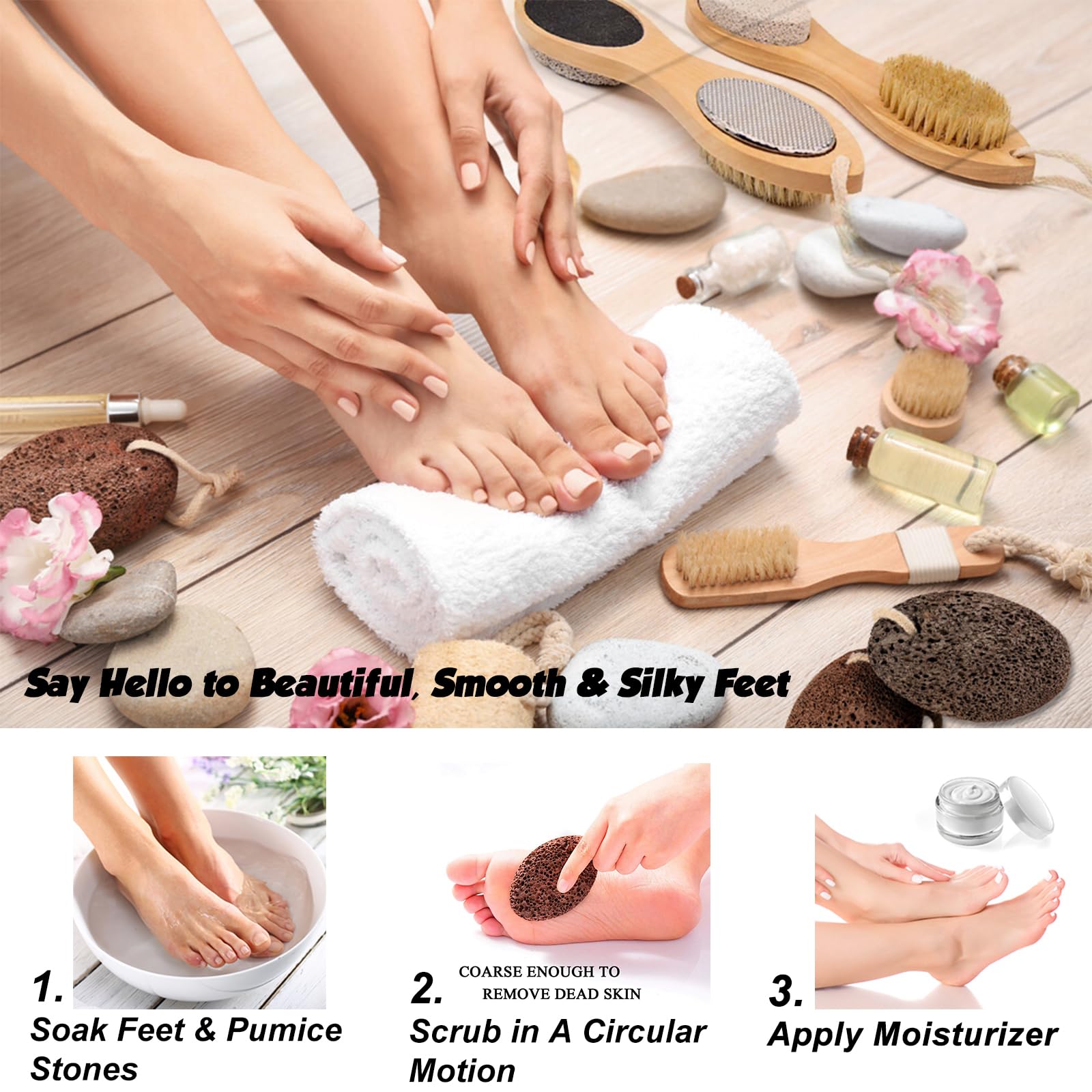 PHOGARY Piedra pómez natural para pies, 1 pieza herramientas de pedicura de lava, removedor de callos de piel dura para pies y manos, exfoliación natural para eliminar la piel muerta(Negro)