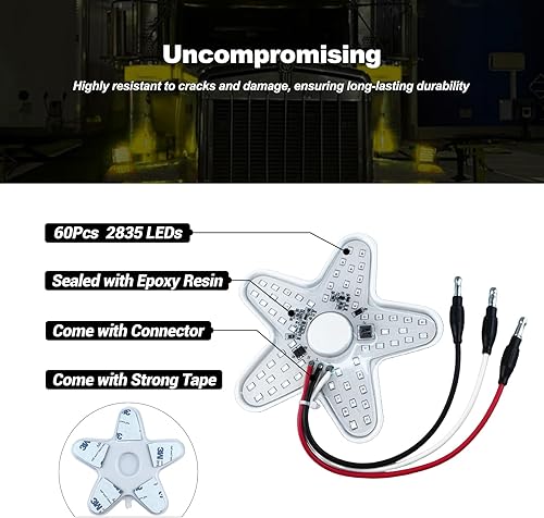 Miniatura 5 de Peterbilt - Luces de aire A12 ultrafinas estilo hexagonal para Peterbilt 379 389 semi camiones Kenworth Freightliner 60 diodos 4.8 pulgadas 2