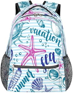 Mochilas para meninos e meninas, mochila escolar com vários bolsos, animais do oceano, cavalo marinho, impermeável, com alça de ombro ajustável para viagens, caminhadas, acampamento, Multi, Medium