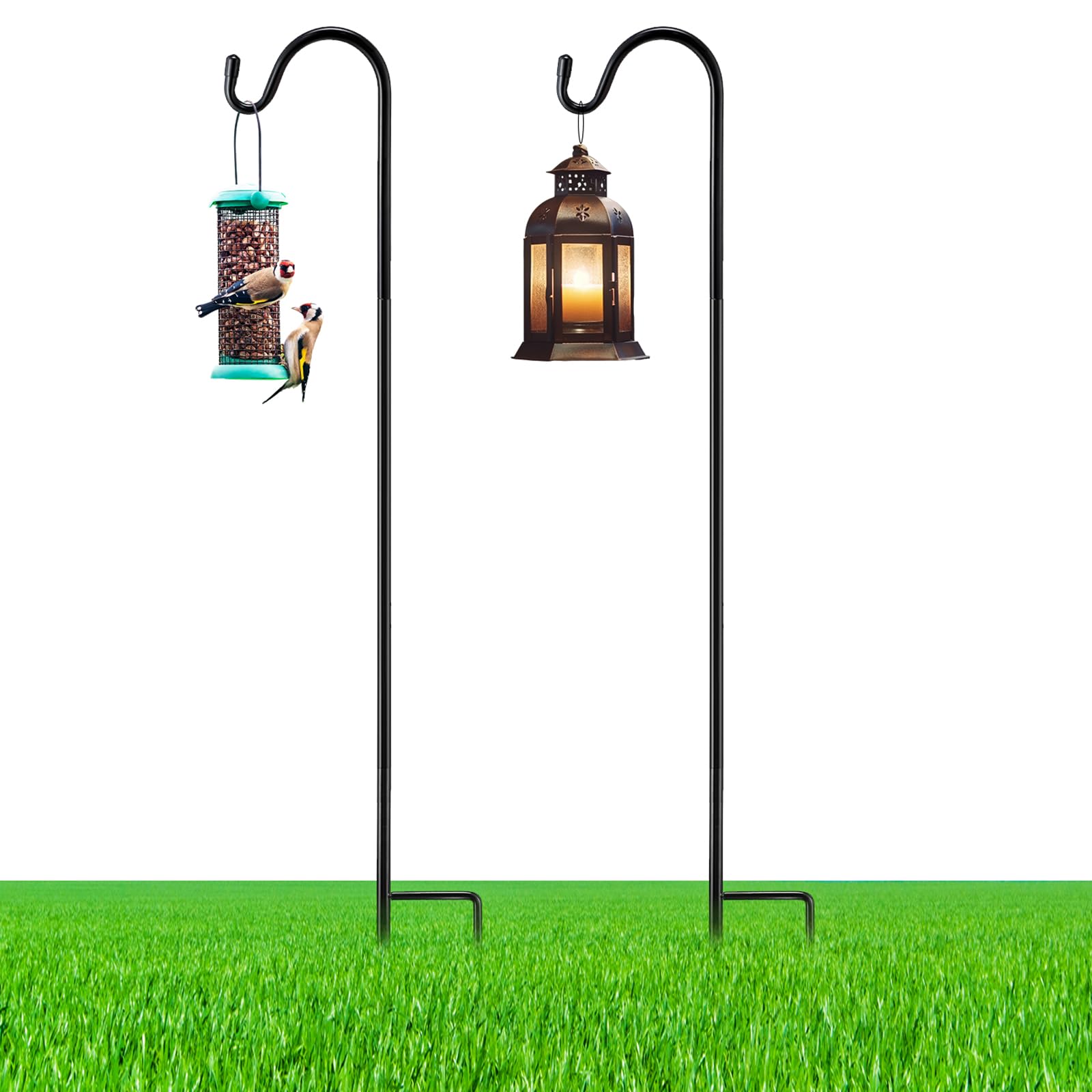 2 Pcs 60 Inch Shepherds Hook for Outdoor Adjustable Bird Feeder Pole