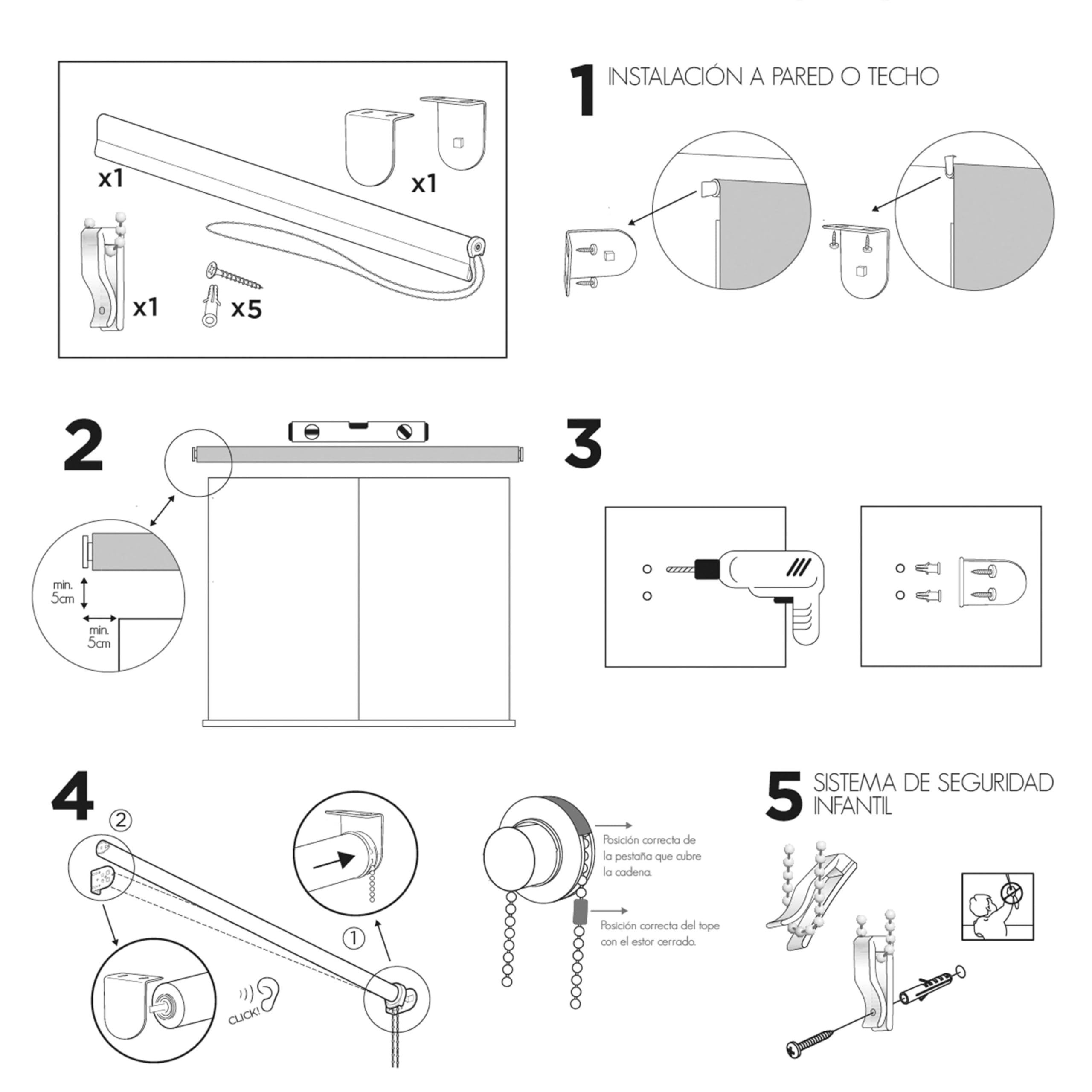 Blindecor Store enrouleur occultant de qualité supérieure sur mesure - Couleur blanc cassé 90 x 165 cm - Dimensions du tissu 87 x 160 cm - Store enrouleur occultant avec tube de 38 mm - Plus résistant
