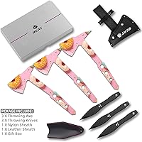 Vista 6 de REAT Ejes y cuchillos de lanzamiento con vaina de nailon, 10.5" de espiga completa, diseño para juego de lanzamiento en el patio trasero, recreación