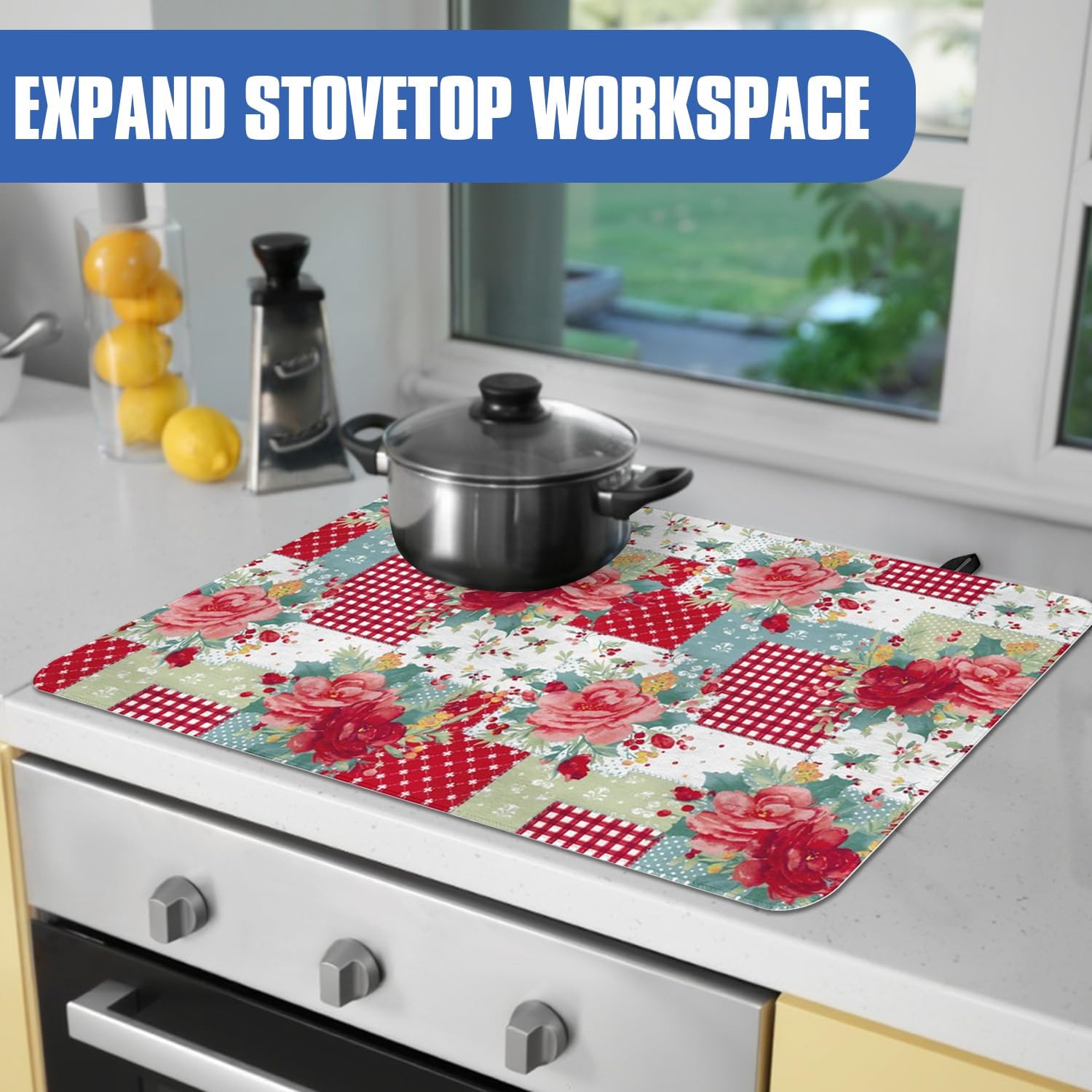 Stove Top Cover for Electric Stove, Heat Resistant Glass Stove Top Protector 28x20in, Kitchen Countertop Decorative Cover Multifunctional Mat