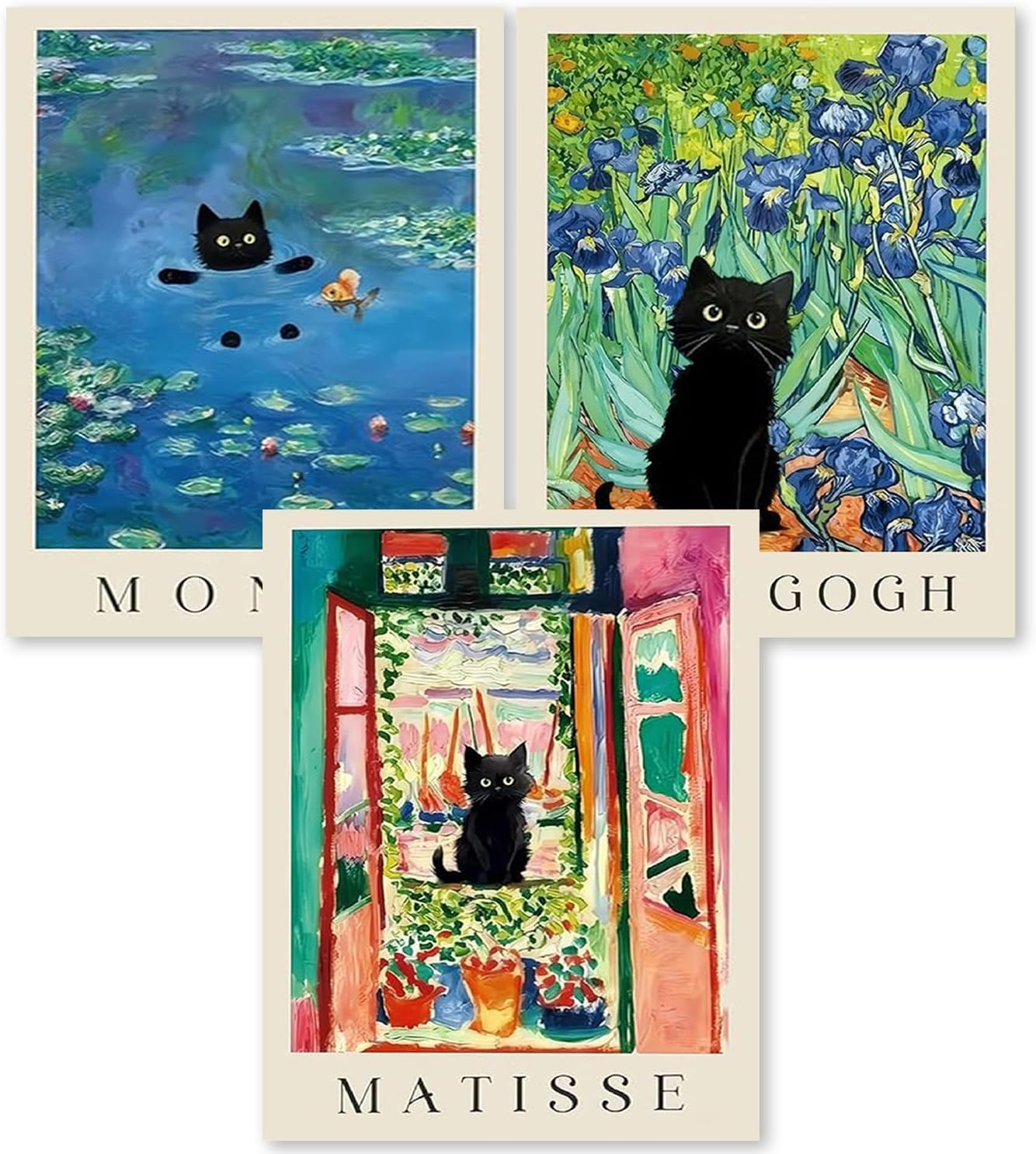 Jakener 3 Pack Diamond Art Kits for Adults Beginners,Black Cat Diamond Painting Kits for Adults,5D Full Drill DIY Diamond Dot Gem Art Kit Wall Home Decor Arts Craft 16x12 inch