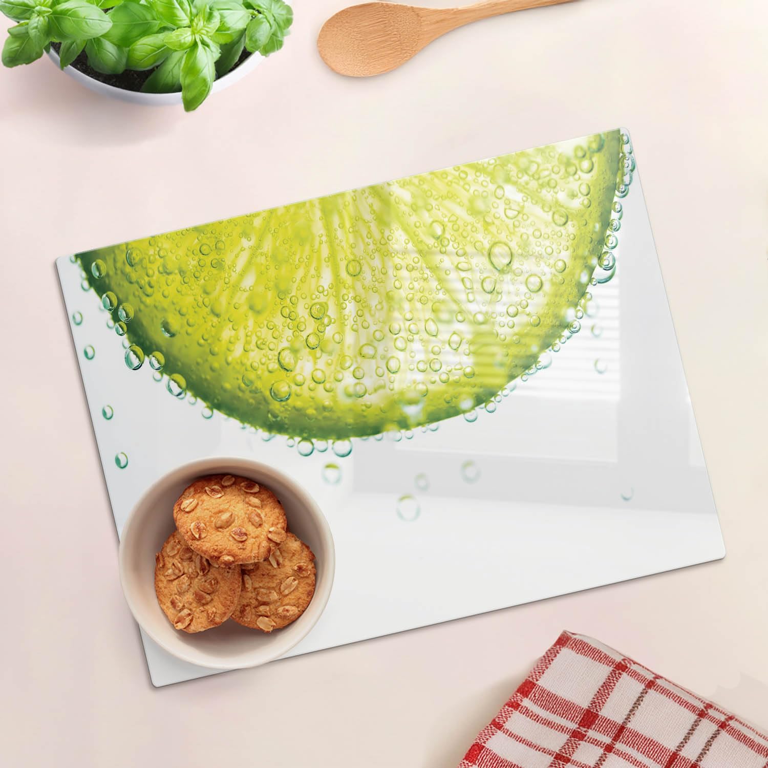 Schermo di protezione e tagliere in vetro temperato 40x30 cm Acqua di lime