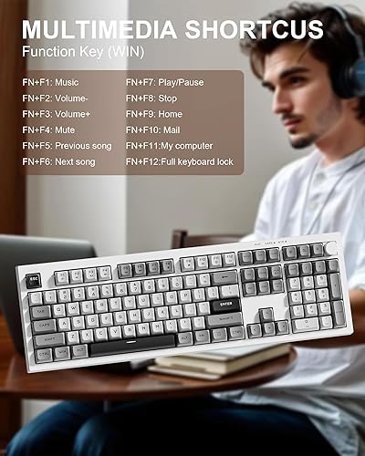 Miniatura 5 de Womier K105 Membrane Gaming Keyboard,RGB Quiet Keyboard for Office, USB Wired,26 Keys Anti-ghosting Computer Keyboard 104 Keys - Gray