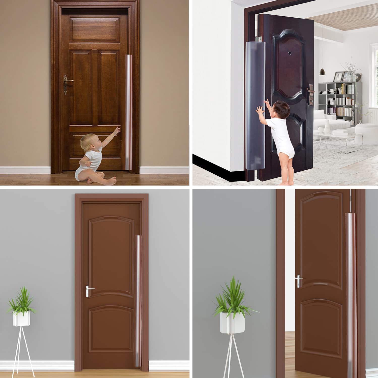 4 PCS Anti Pincement Porte Enfant en Plastique Porte Anti Pince Doigt Translucide Porte Charnière Garde Bébé Protège-Pincement de Porte pour Bébé Enfants Animaux Maison École Maternelle, 120x70 CM