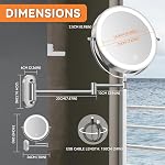 Auxmir 20X/1X Miroir de maquillage mural rechargeable, 8" Miroir grossissant double-côté avec lumière, 3200mAh Miroir de Vanité éclairé avec 3 Modes de couleur, tactile variable, 360° Bras étendu pivotant, Chrome