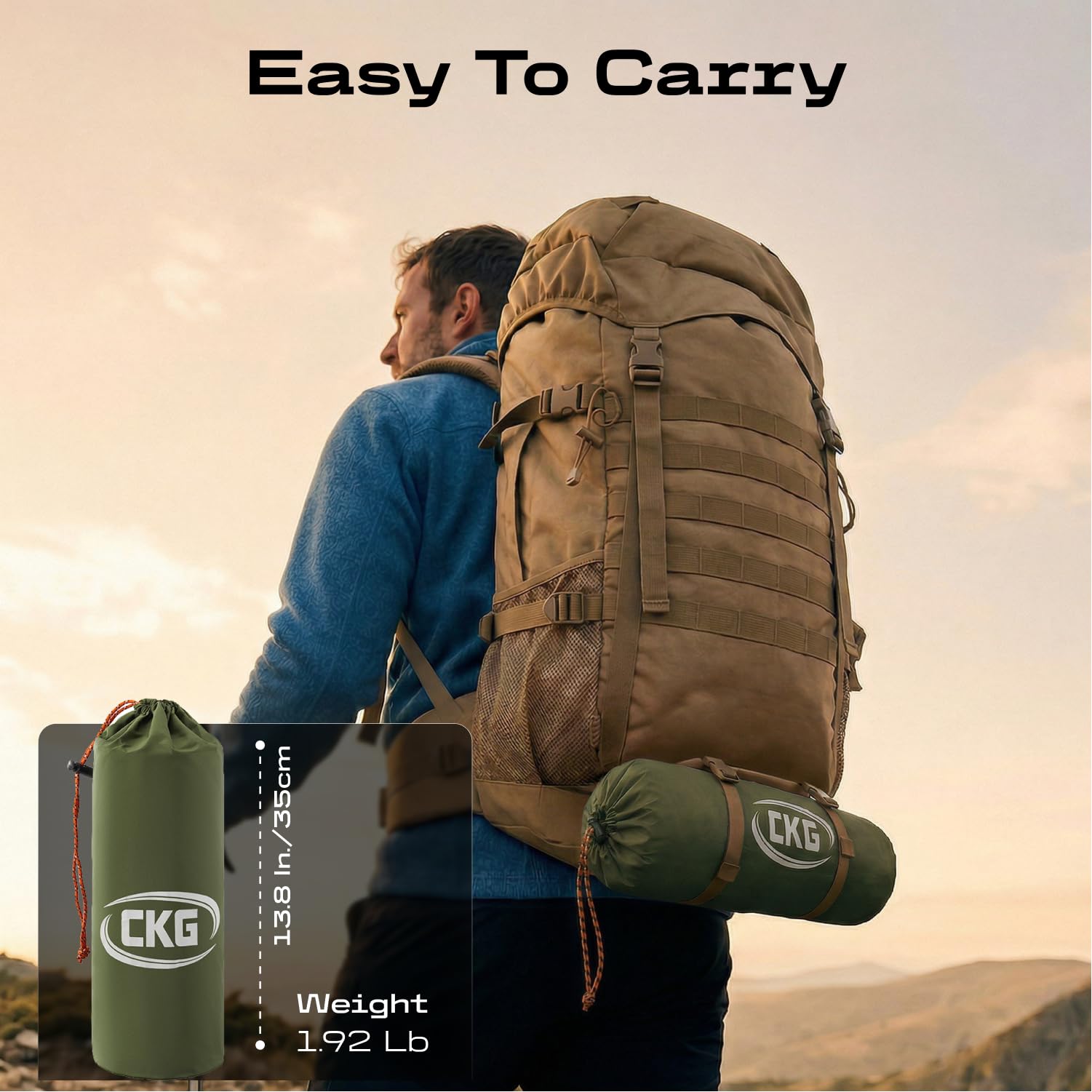 CKG Colchoneta de dormir para camping con bomba de pie de inflado rápido, resistente al agua, ultraligera, verde
