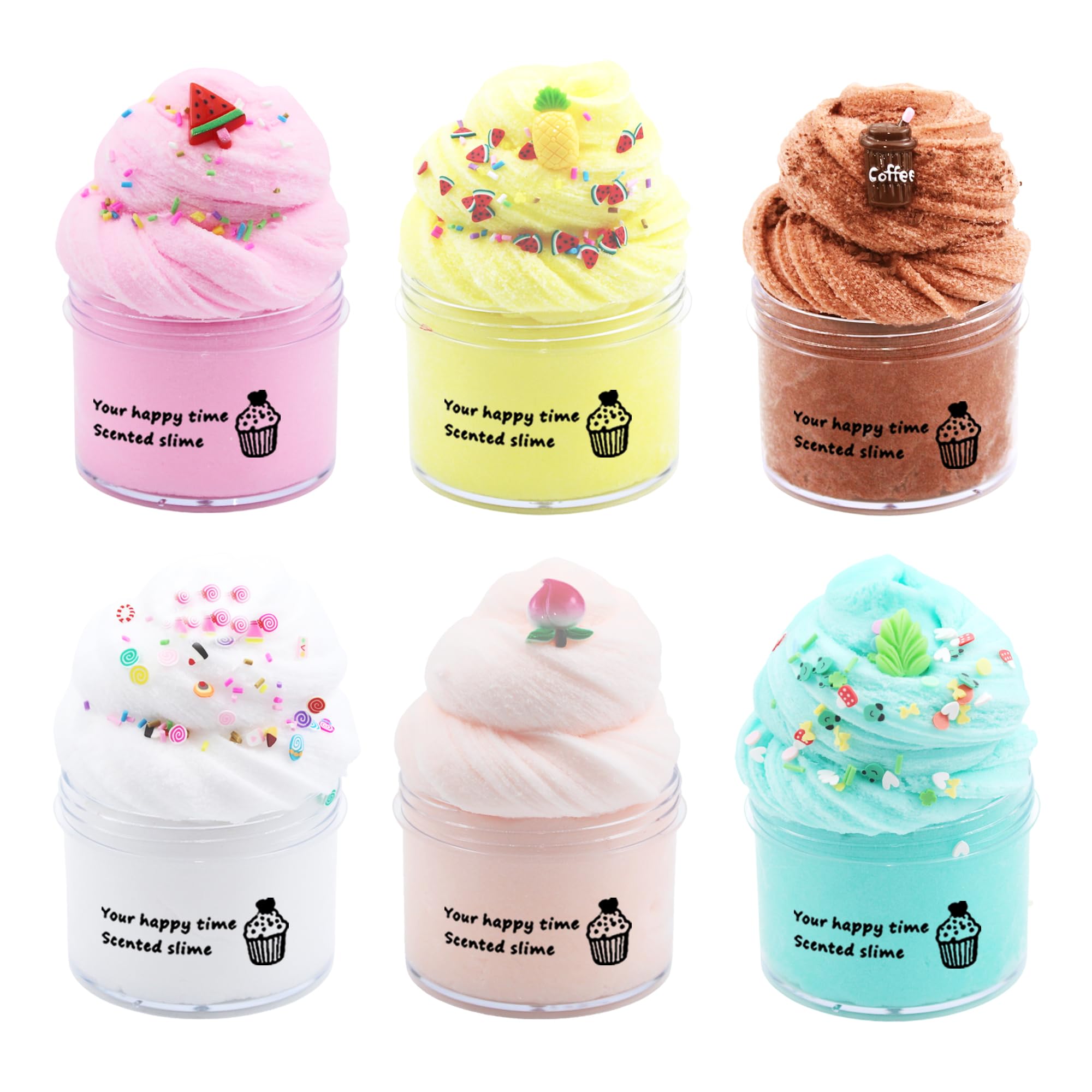 6 Pack Cloud Slime Kit,Birthday Gifts for Kids,Party Favor for Girls & Boys,Non-Sticky,Super Soft Sludge Toy