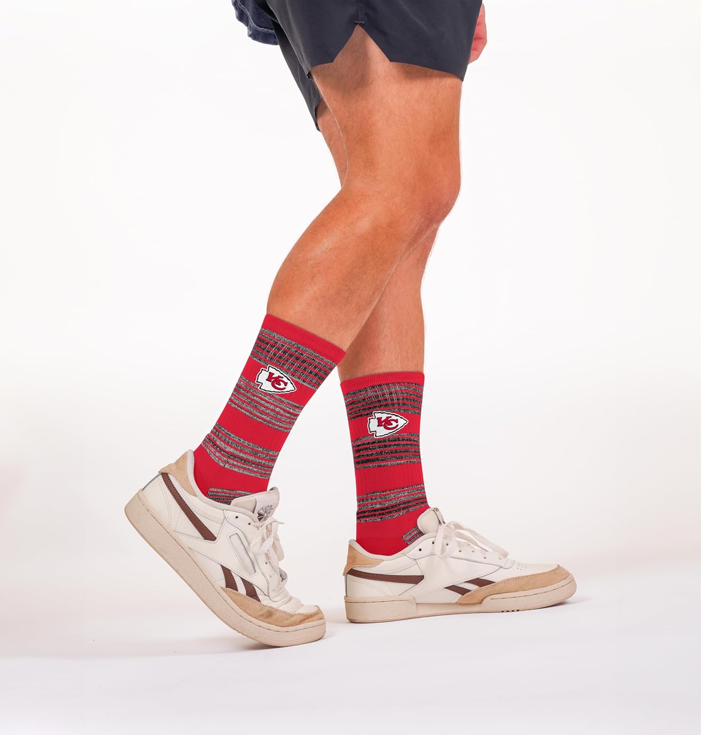 For Bare Feet NFL mens Rmc Multi Stripe Crew Sock Nfl
