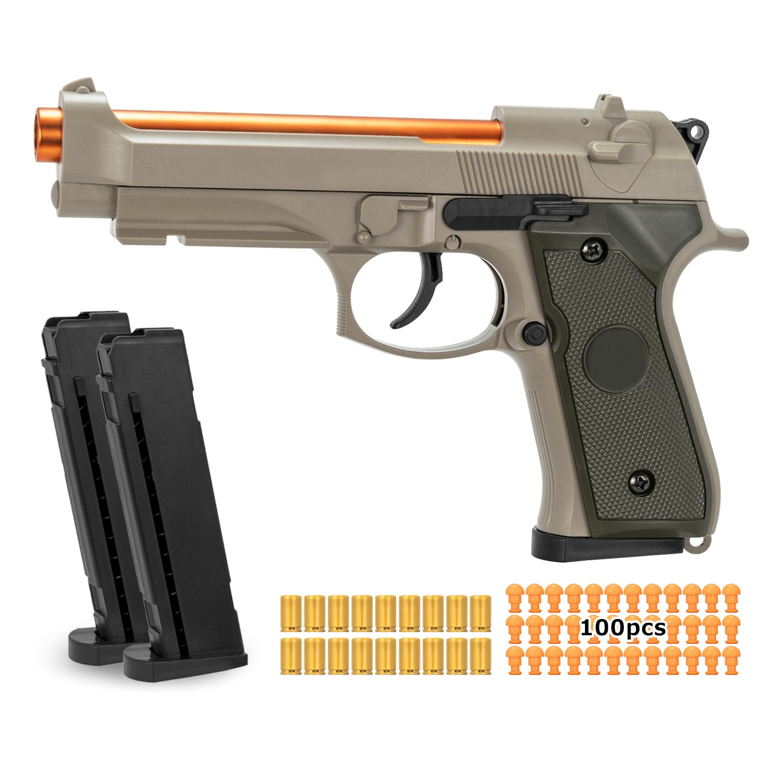 Soft Bullet Gun, Toy Guns for Boys, Shell ejecting Toy Guns That Look Real, Realistic Toy Foam Blaster Guns, Fake Toy Model Stress Shot Toy Gun Pistol Best Gift for Kids Boys Grils 8-12 (Sand)
