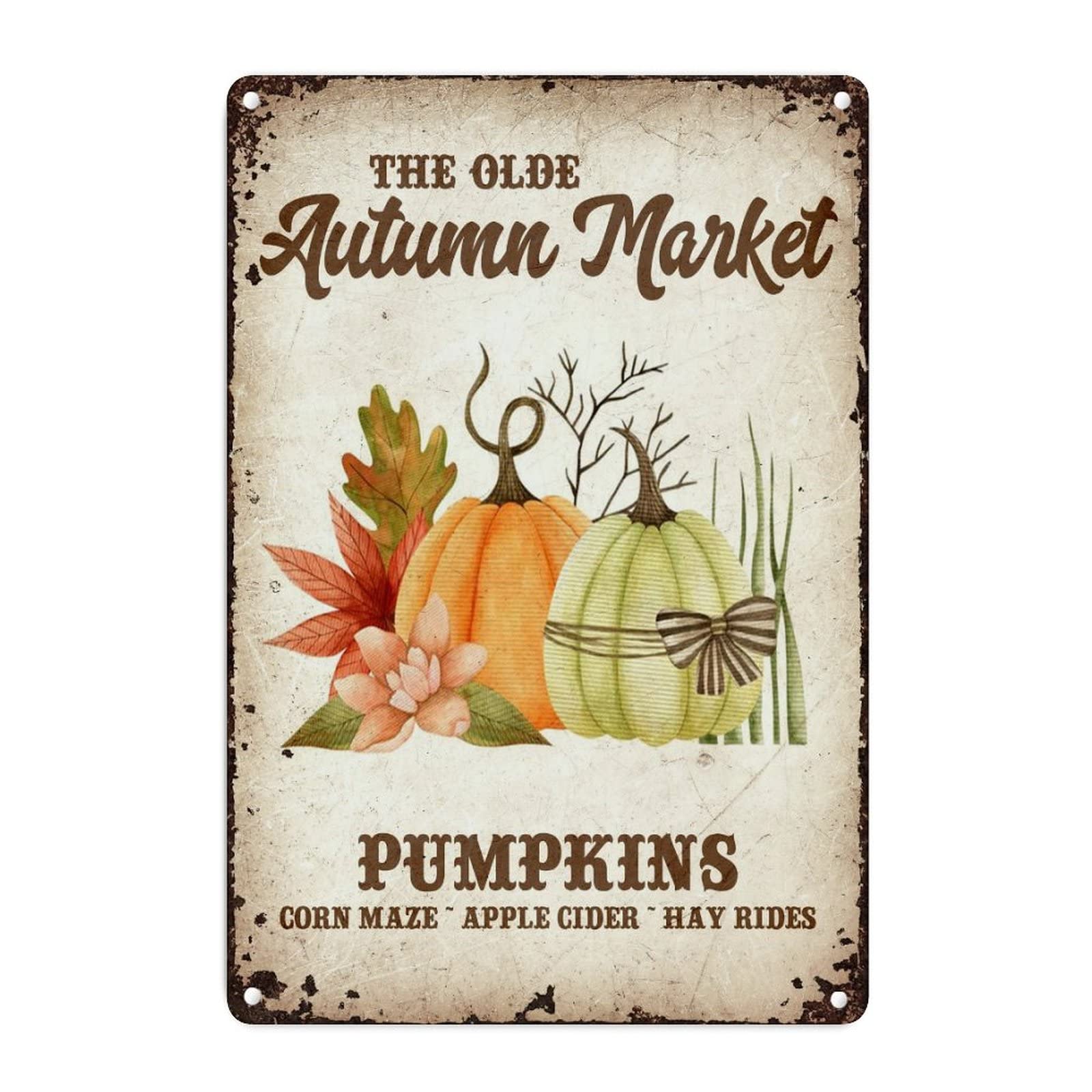 Panneau d'automne en métal rustique pour décoration de cuisine et porche chaleureux