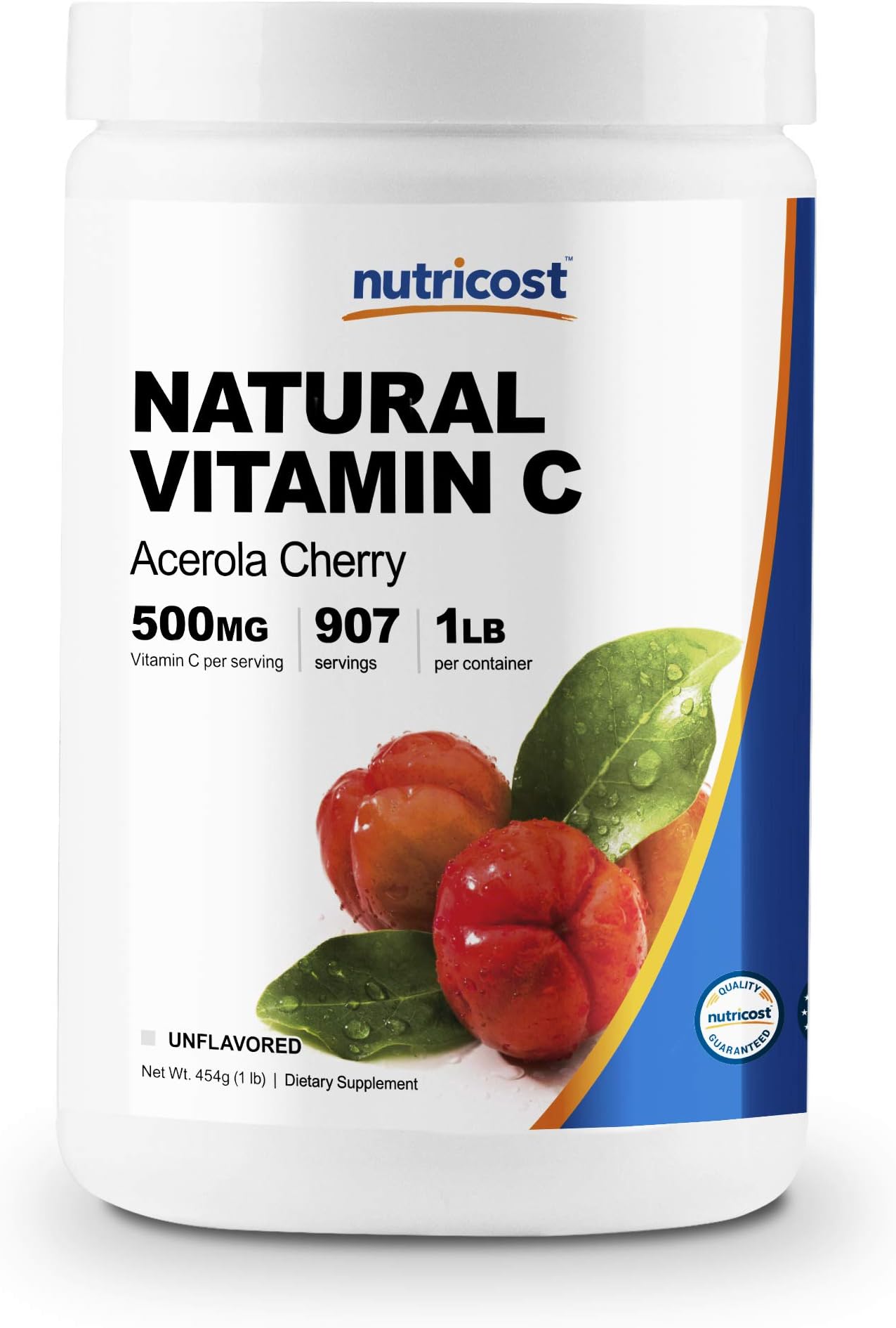 Nutricost Natural Vitamin C - Acerola Cherry Powder 1LB - Gluten Free & Non-GMO