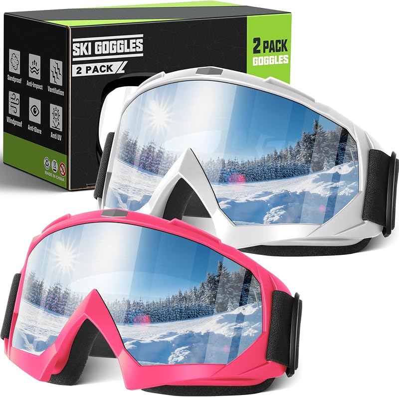 lentes de esquí y snowboard para hombres y mujeres, protección UV, lentes de esquí y nieve para adultos jóvenes, deportes de nieve de invierno
