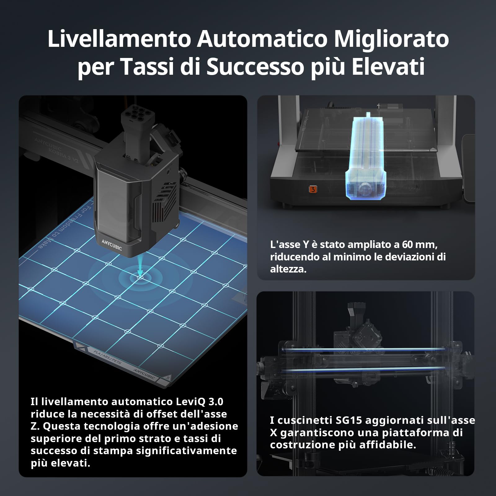 ANYCUBIC Stampante 3D Kobra 3 V2 Combo, Stampa Multicolore (4-8 Colori), Asciugatura e Stampa, 600 mm/s ad Alta Velocità, Livellamento Automatico LeviQ 3.0, Lavoro con i Principali Filamenti