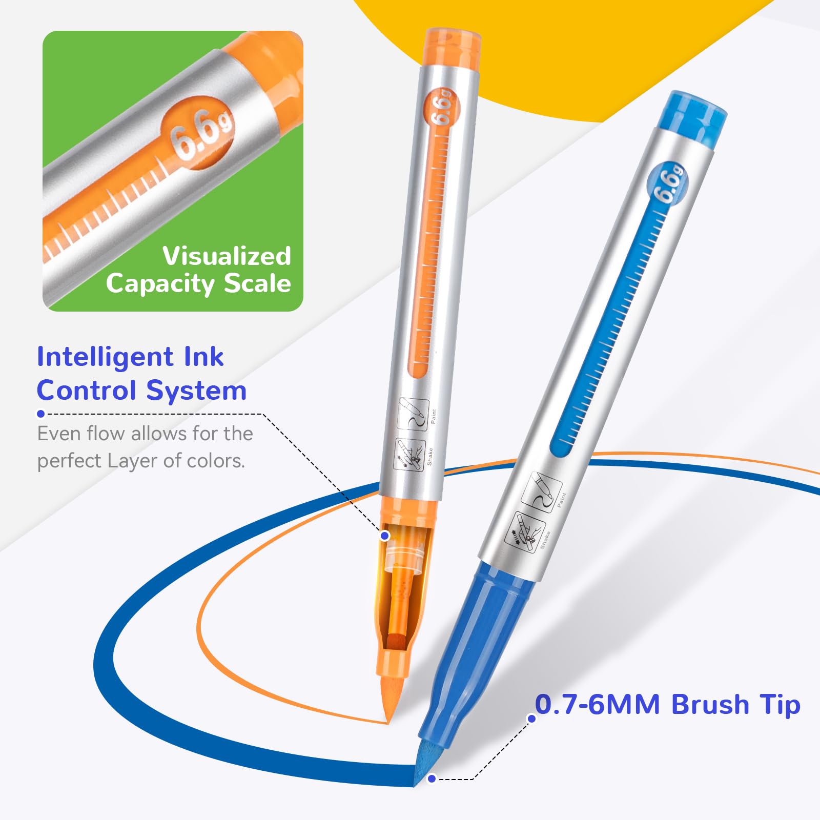 HOTU Pennarelli acrilici a 18 colori per roccia, vetro, carta, tessuto, legno e libri da colorare - Pennarelli a grande capacità (6,6 g ciascuno, 18 colori)