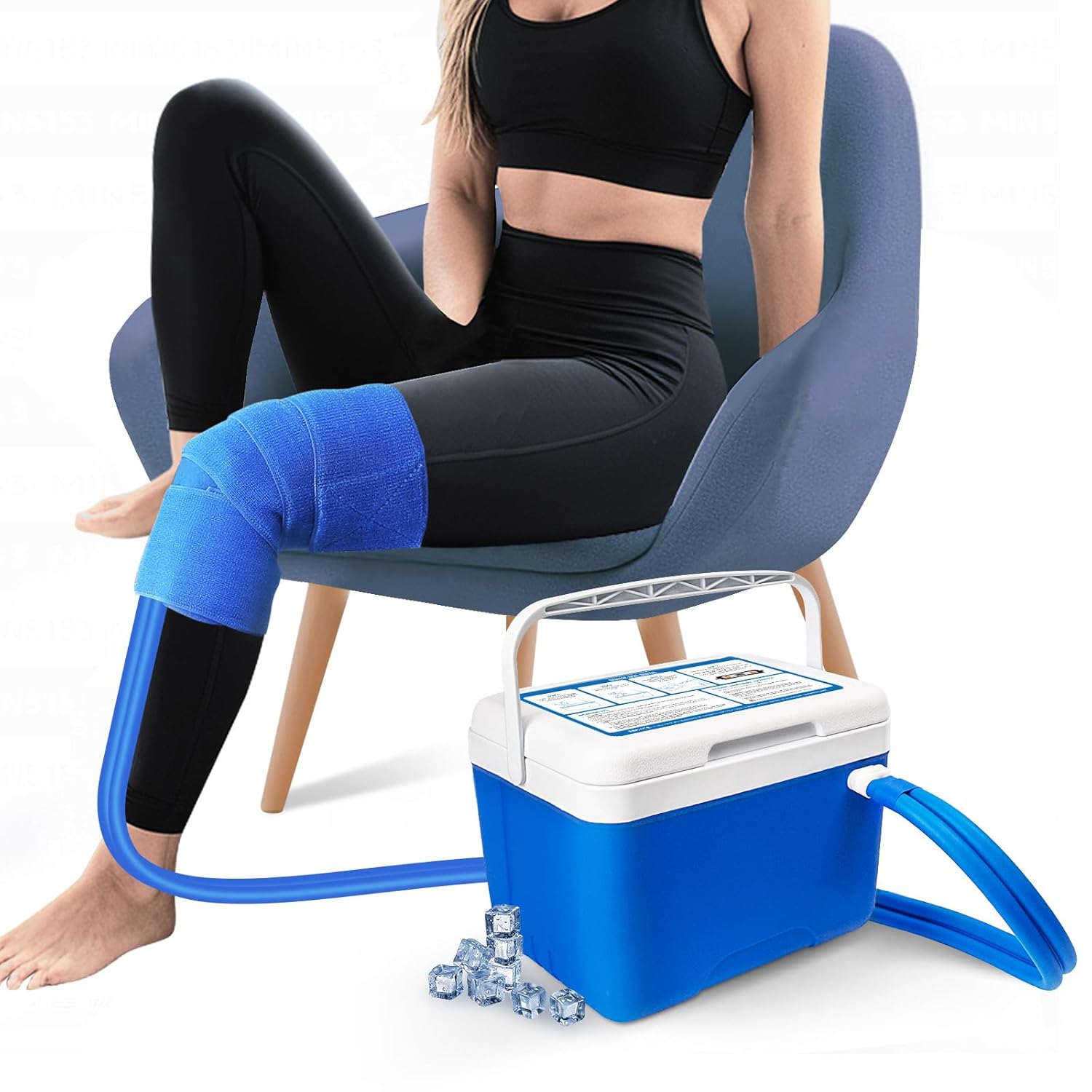 Ice Machine for Knee After Surgery with Digital Timer, Cold Therapy Machine 9 Quart Pain Relief Universal Cryotherapy System with Powerful Pump Compression Pad for Knee, Elbow, Ankle, Back