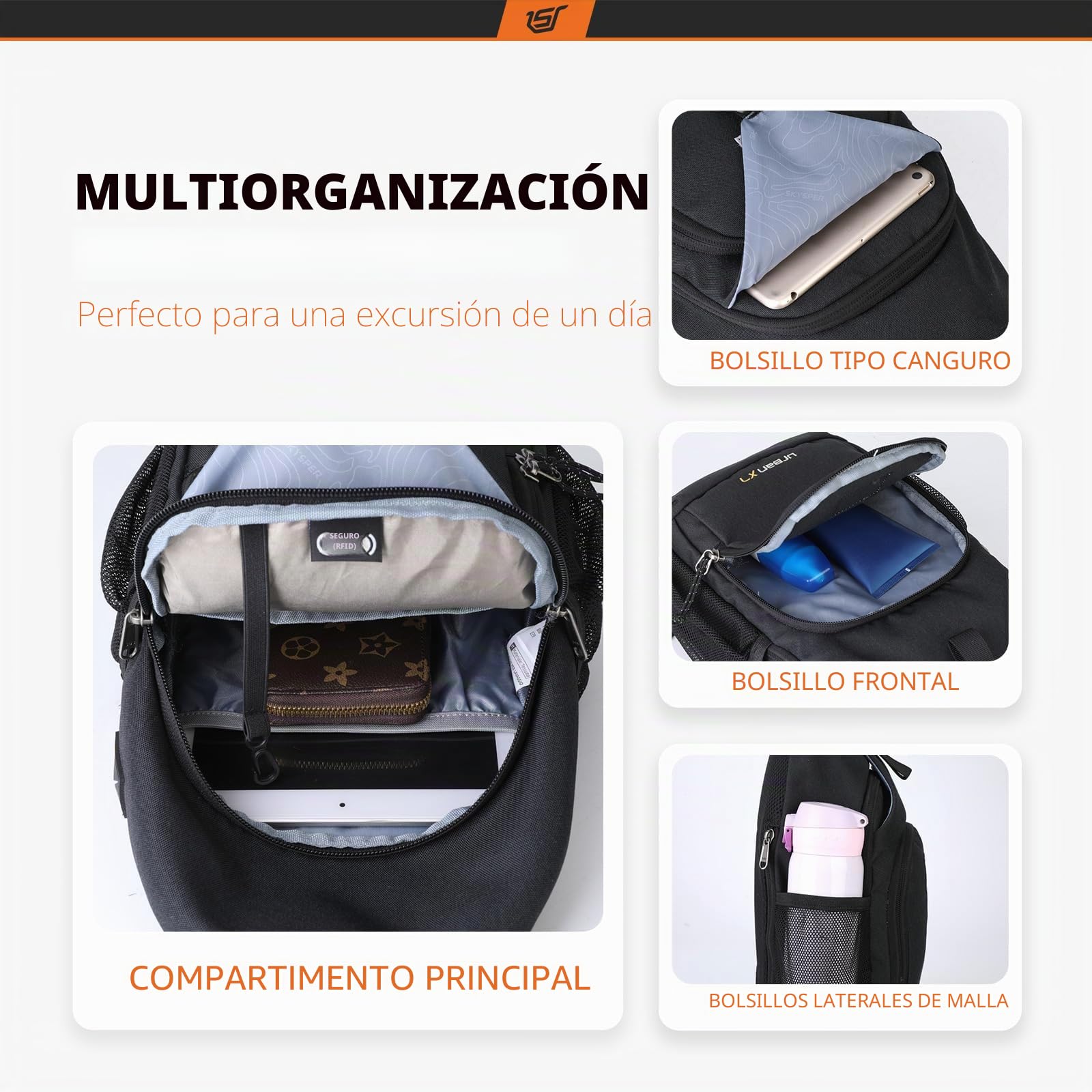 SKYSPER Bolsos Cruzados Antirrobo con Protección RFID Bolsa de Pecho Bandoleras Pequeñas para Viajes Deportes Casual