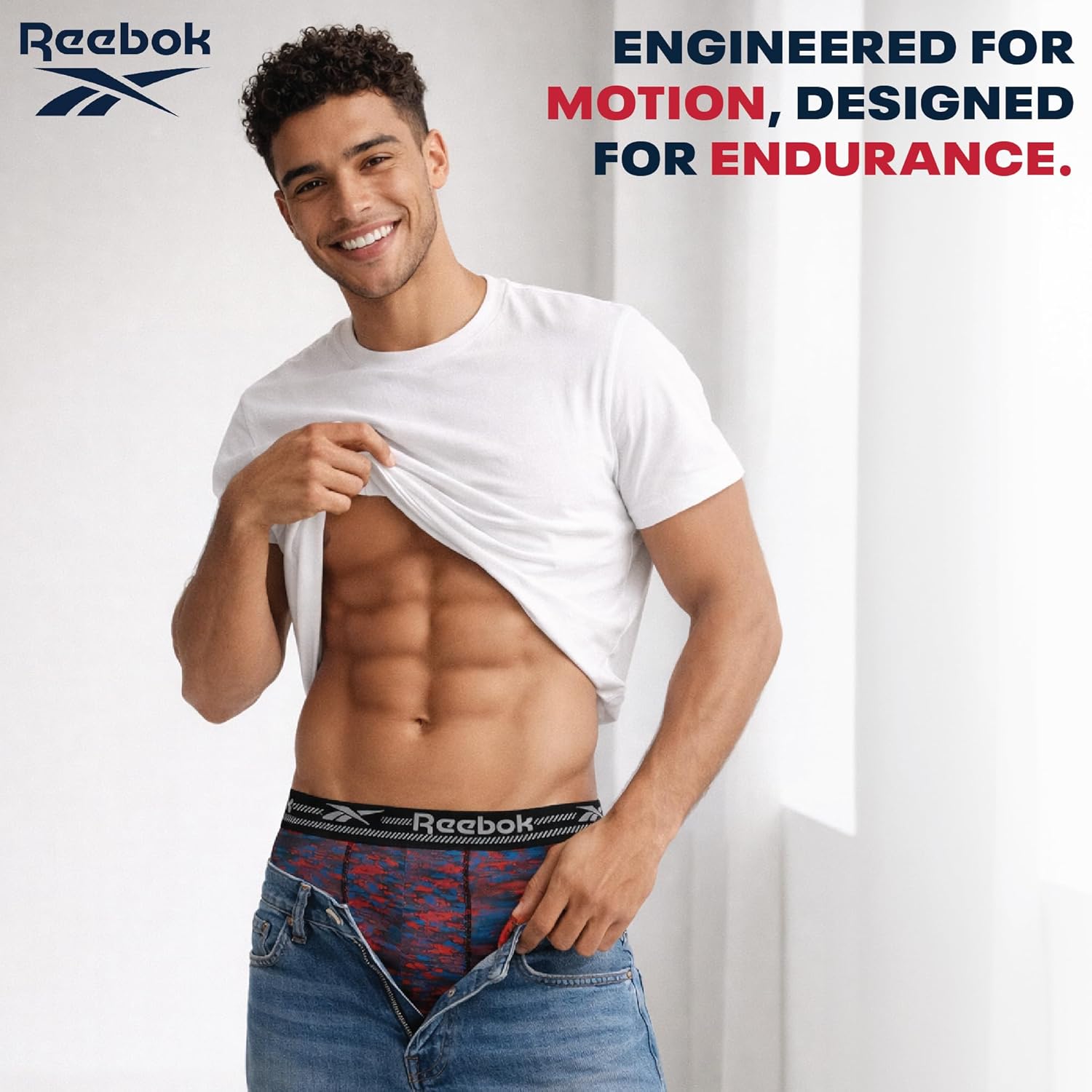 Reebok Mens Boxer Briefs - 4 Pack Stretch Performance 6" Inseam Moisture Wicking Mens Underwear Boxers with Contour Pouch - Image 6