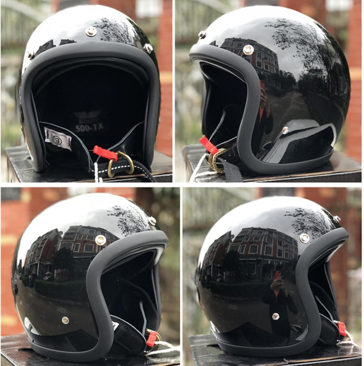 Casco da Moto Jet FRP in Stile Giapponese, Casco retrò 3/4, Casco da Moto per Uomo e Donna, omologato DOT/ECE, Fibbia a Doppia D, Leggero, Tinta Unita, ciclomotore, Scooter, Cruiser A,L=57-58cm