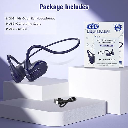 Miniatura 9 de BANIGIPA Auriculares para niños, audífonos de oreja abierta, cómodos para adolescentes, niños y niñas, auriculares inalámbricos Bluetooth 5.4 con