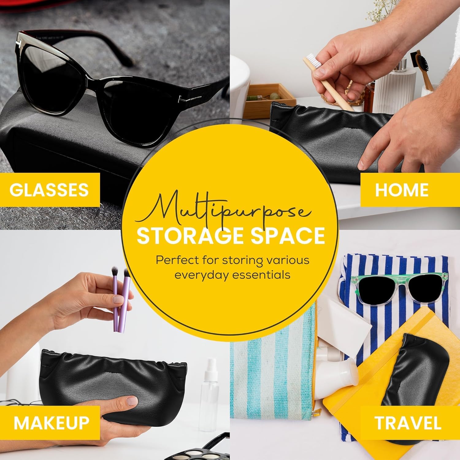 Squeeze Top Pokrowiec Na Okulary Przeciwsłoneczne Organizer Na Torebkę, Black, One Size
