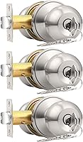 Probrico Brushed Nickel Entry Door Knobs 3-Pack Keyed Alike Locks with Keys - Stainless Steel, Adjustable Latch, Easy Install