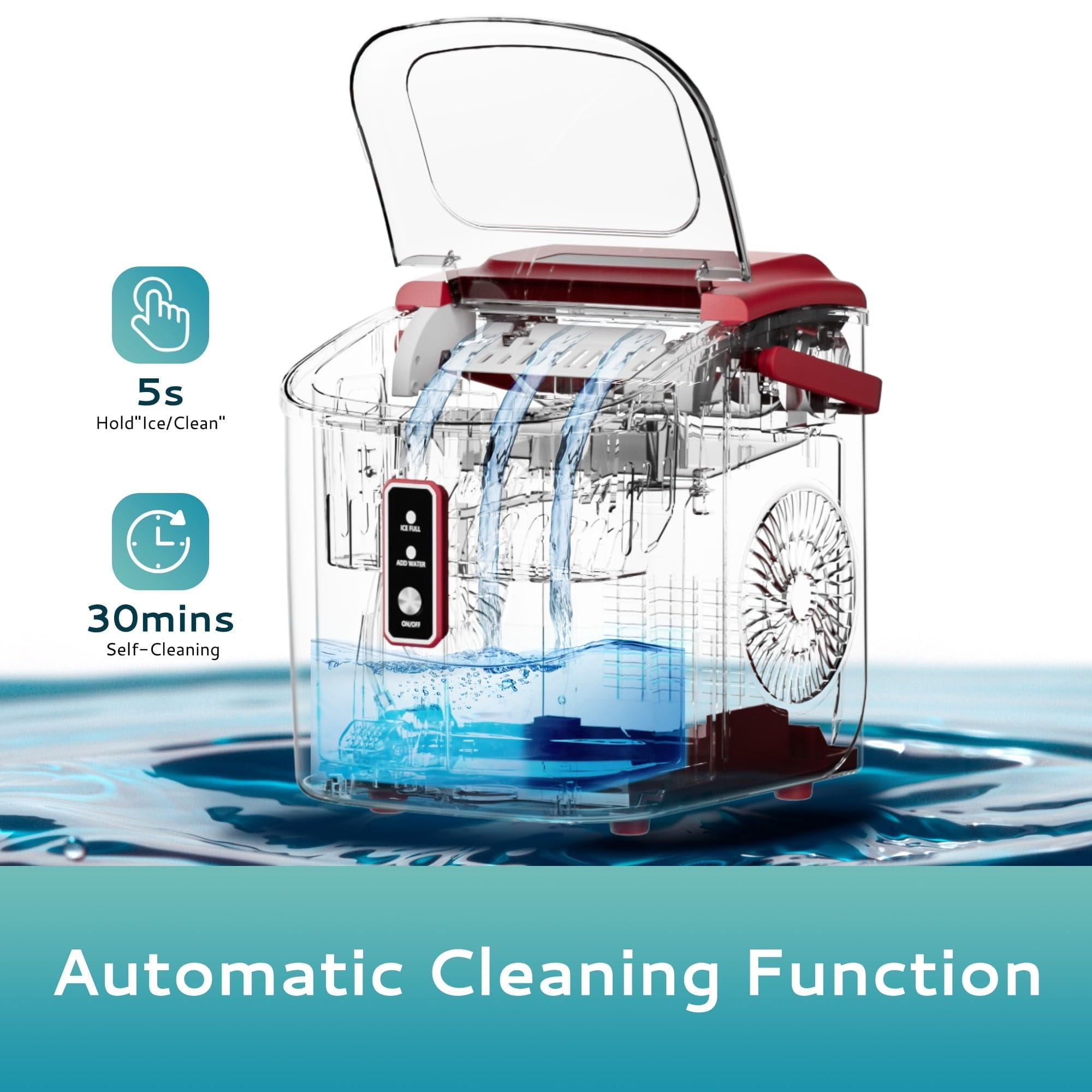 26 lbs/24H Countertop Ice Maker Machine, 9 Bullet-Shaped Ice in 6 Min, Auto-Cleaning on Fridge.com