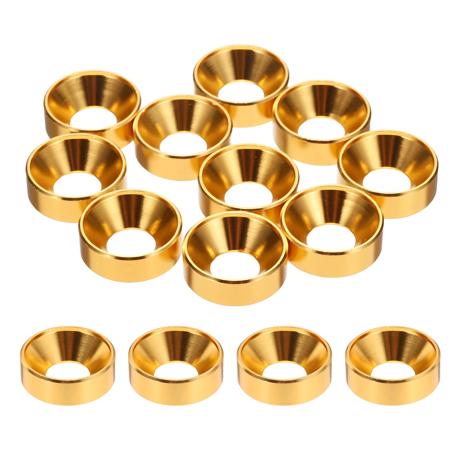 sourcing map 10pcs M10 Counterbore Washers, 22mm/0.87inch Anodized Aluminum Alloy, Head Gaskets for Screw RC/FPV/PC/Drone Accessories Parts, Gold