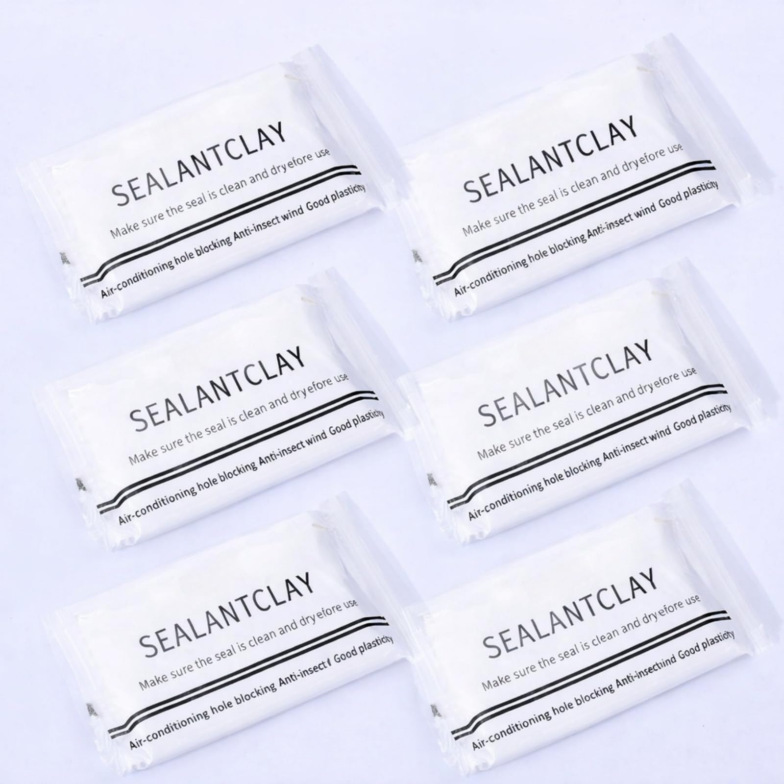 6-Pack Waterproof Sealant Mastic, White Moldable Putty for Air Conditioning Duct Seal & Wall Hole Repair, Quick Mending Mud for Pipe Connection, White Waterproof Mastic Sealant for Drain Connection