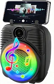 Caixa de Som Bluetooth Portátil 10W RGB com Suporte para Celular, Mini Soundbar com Microfone, Conexão Bluetooth 5.0 Estável, Som Potente e Claro, Bateria de Longa Duração