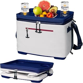 40Can Collapsible Cooler Box, Versatile Insulated Leakproof Cooler Bag with Hard Inserts and 4 Cup Holders, Large Ice Chest for Beach, Travel, Camping, Picnic