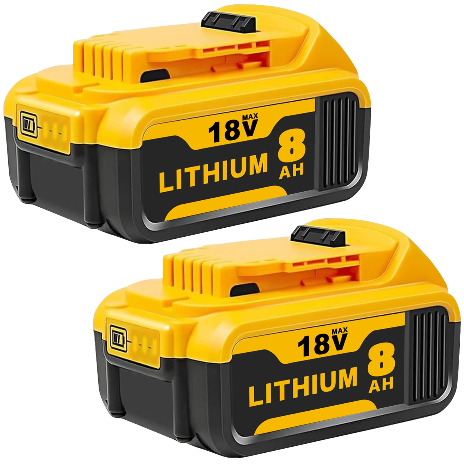 2Pcs 8.0Ah 18 Volt Replacement for Dewalt 18V Battery Lithium Ion Compatible with Dewalt Batteries DCB200 DCB204 DCB206 DCB201 DCB203 DCD/DCF/DCG Series Cordless Tools(2 Pack) โ image 1