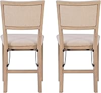 Vista 16 de Linon Keira Sillas plegables de madera rústica natural con asiento y respaldo acolchados en beige – Conjunto de 2